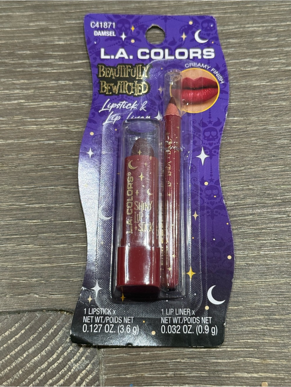 NWT L.A. Colors Beautifully Bewitched Lipstick & Lip Liner Damsel Deep Red